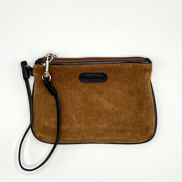 Fossil Suede Small Wristlet Chestnut Brown with Black Trim SL8687 - Picture 1 of 8